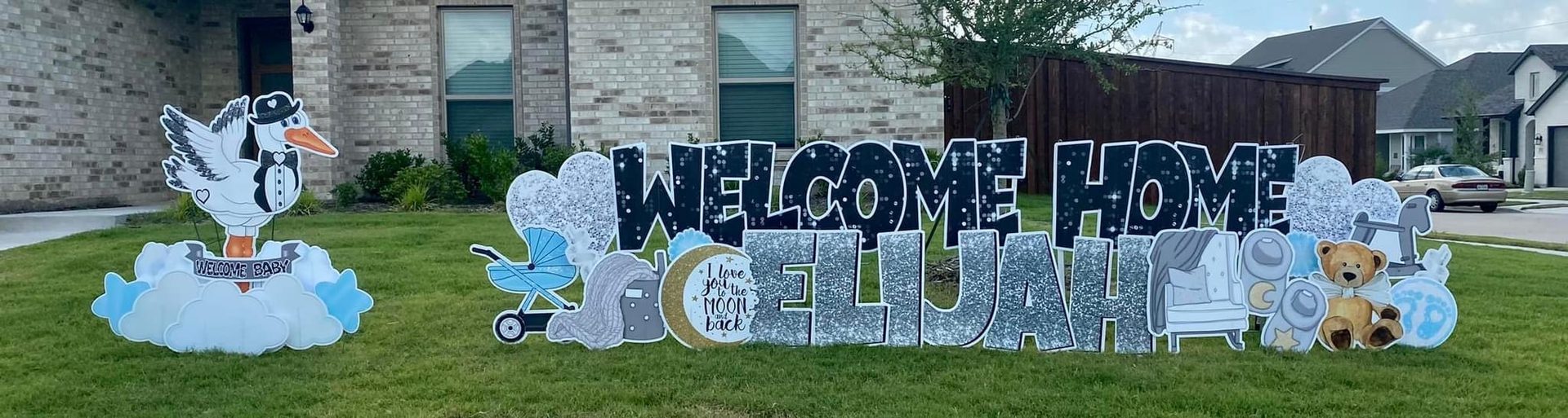 Welcome yard sign greeting